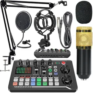 Podcast Equipment Bundle,  Recording Studio Package with Voice Changer, Live Sound Card - Audio Interface for Laptop Computer Vlog Living Broadcast Live Streaming  TikTok, Studio Mixer