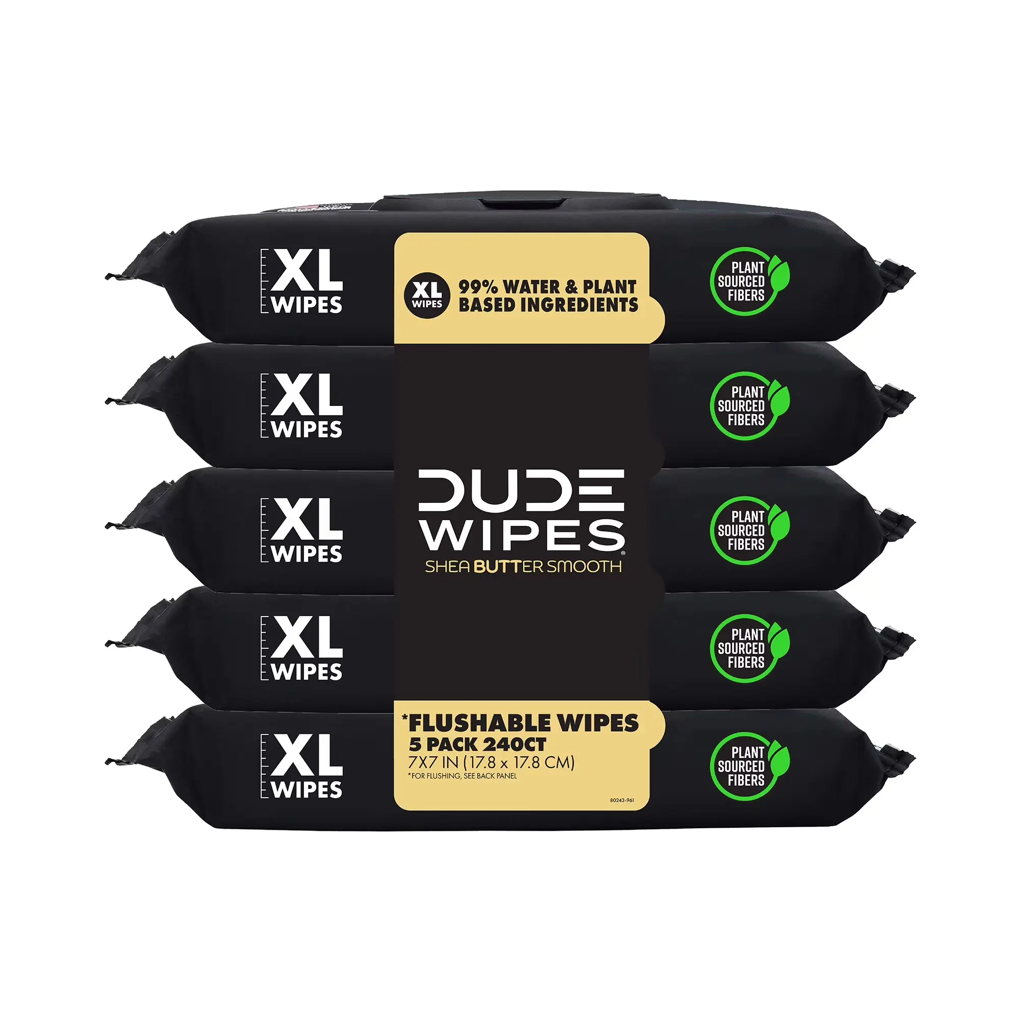 DUDE Shea BUTTer Adult Flushable Wet Wipes, Moisturizing, 144 Count | 99% water, extra large flushable butt wipes. Moisturizing coconut oil, vitamin E and aloe