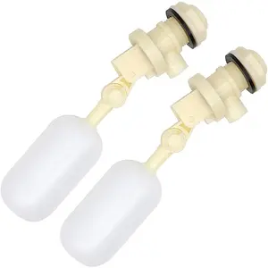 1/2" Shut Off Plastic Water Float Valve with Adjustable Arm Stable Float Ball Valve 2 Pack for Horse Cattle Goat Sheep Pig Dog Farm Supplies