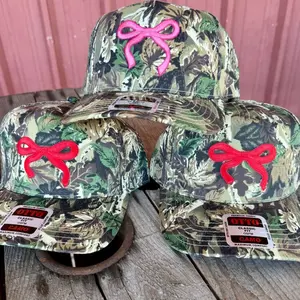 Otto Cap Red Bow Camo Trucker Hat | Country Girl Coquette Hat | Hunting Season Cap | Southern Gift for Her