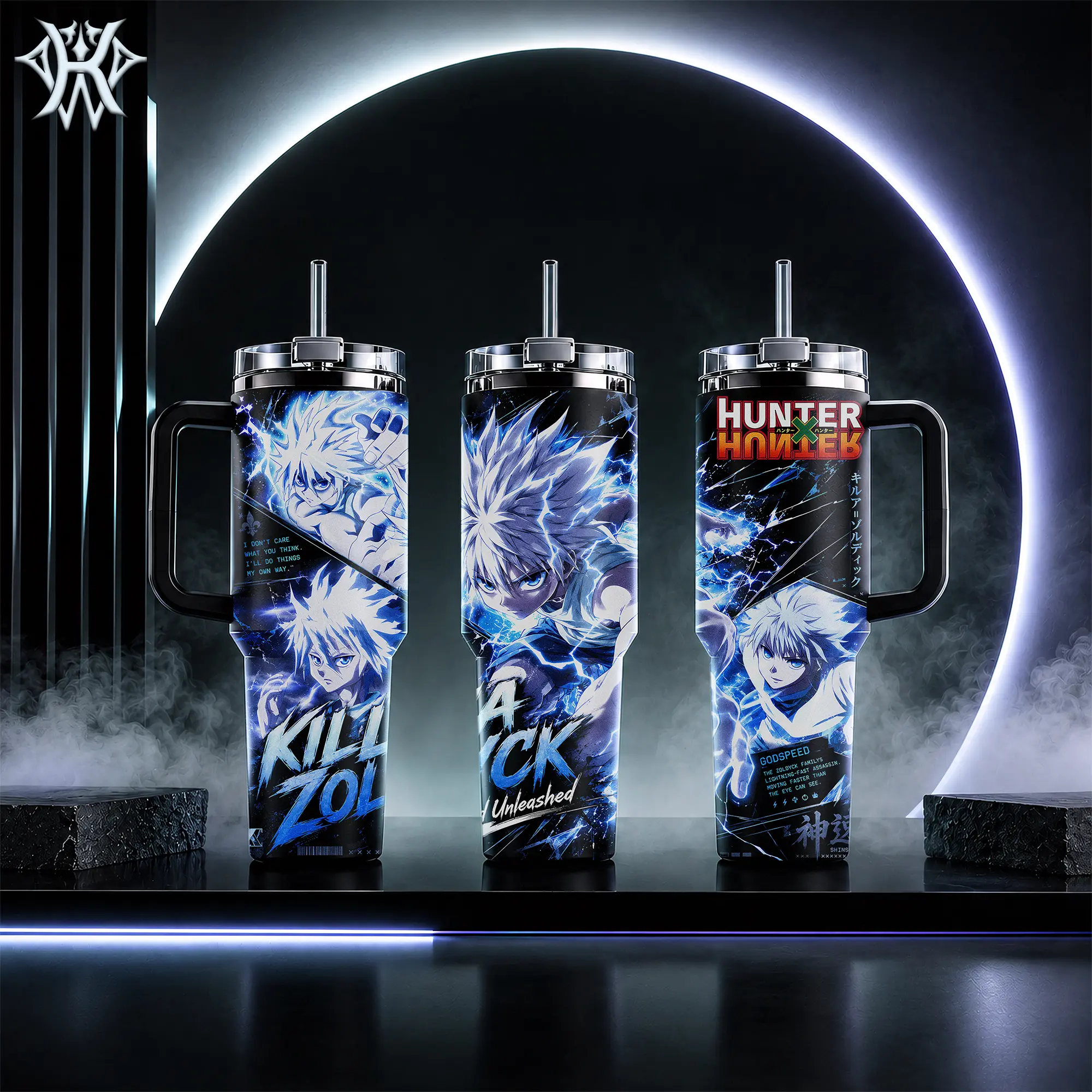 Hunter x Hunter Killua Zoldyck Tumbler 20oz 40oz with Handle Straw Godspeed Mode HxH Anime Stainless Steel Insulated Travel Mug Gift for Fans Manga Art Aesthetic Reusable Water Bottle Coffee Cup Merch