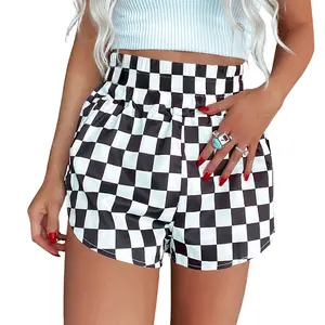 Znacicc High Waisted Shorts for Women Casual Checkered Print Running Shorts - Womenswear, Bottom