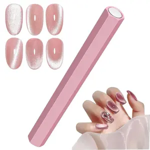 Cat Eye Magnet for Nails, Nail Magnet Cat Eye Gel Nail Polish Magnet Nail Magnets for Nail Art, Double-Ended Strong Magnetic Nails Polish Wand Nail Art Magnet for Nail Art Lovers DIY Manicure (Pink)