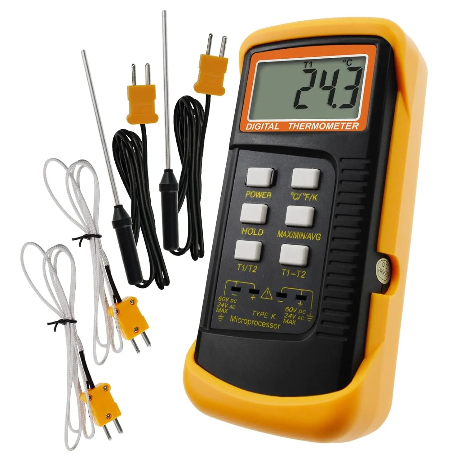 Thermocouple  Digital K Type  HVAC  Dual Temperature Meter with 4 Thermocouples, MAX/MIN/AVG Temperature Measurement, -50~1300?C (-58~2372?F)