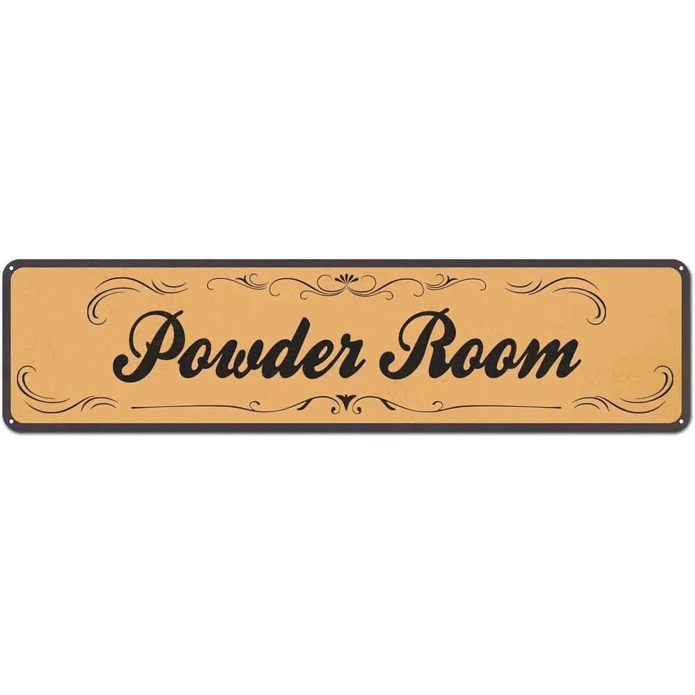 Powder Room Metal Sign Vintage Wall Décor 4"x16" Decor Variant