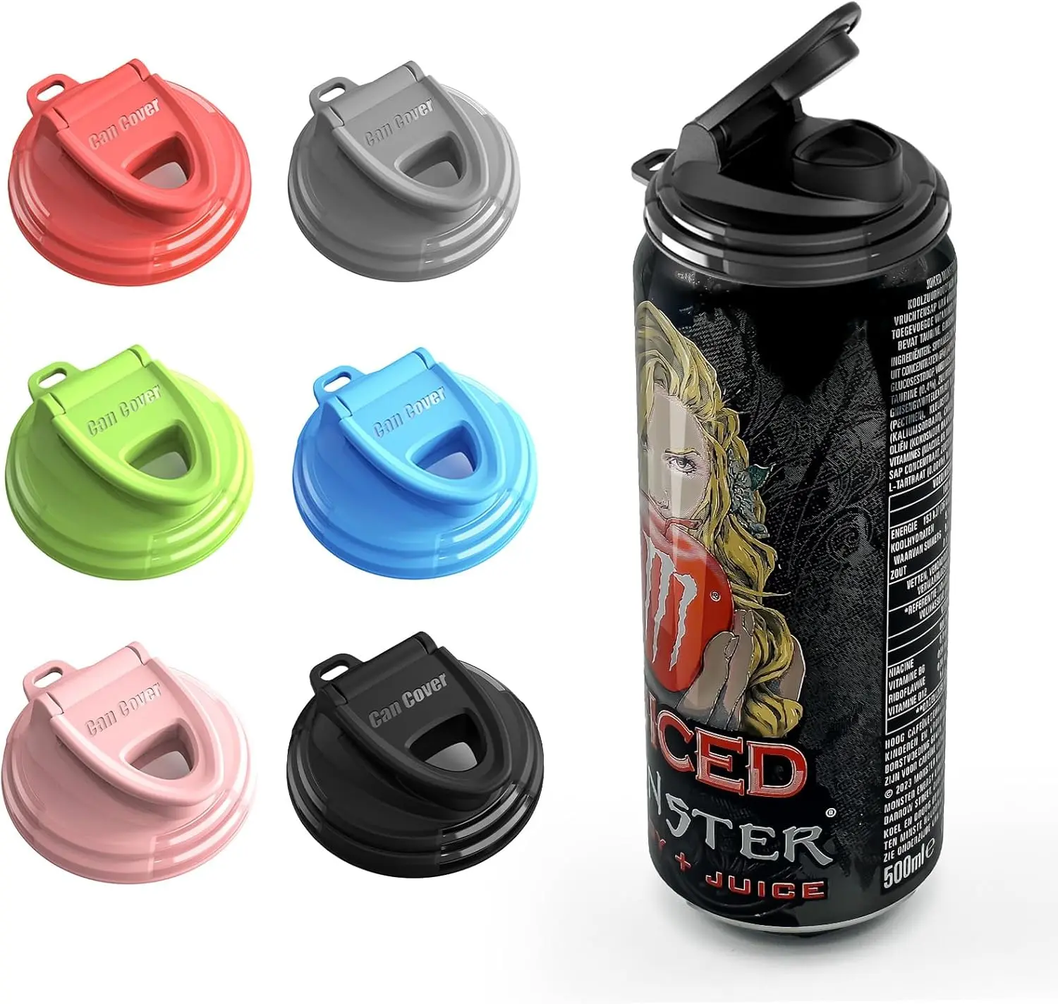 6-Pack Soda Can Lids – Reusable BPA-Free Can Covers for Soda,Beer & Energy Drinks,Universal Fit 202/206 Cans,Helps Keep Drinks Fresh & Clean (Multicolor)