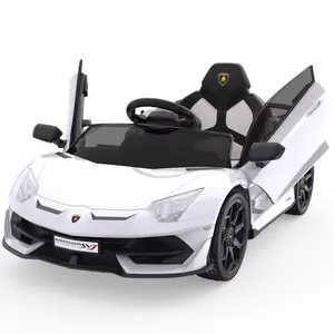 【Restock Sale】GARVEE 12V Licensed Lamborghini Ride-On Car - Battery Powered Sports Vehicle with Remote Control, 2 Speed Settings, Sound System, LED Headlights, and Hydraulic Doors in Yellow and Green Options.