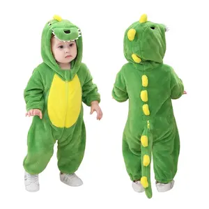 TONWHAR Kid One Piece Onesie for Festivals,Children Boys Girls Carnival Costume,Green Dinosaur Baby Animal Romper with 3D Hood for Spring Autumn,Toddler Cartoon Jumpsuit