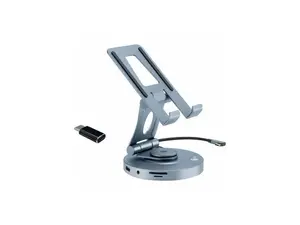 SIIG USB-C Multitask Hub Stand Holder fits under 13" Tablets/Phones - 4K60Hz- PD100W - USB-C Hub Stand Holder fits under 13" Tablets/Phones - USB-C Docking Stand - HDMI 4K@60Hz display - 2x