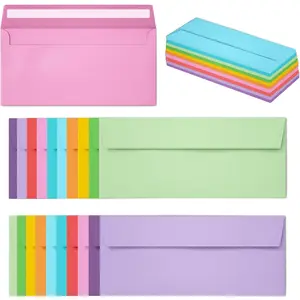 50 Pack Business Envelopes #10, 4.13 x 9.49 Inches Colored Self Seal Envelopes for Business Invoices, Letter Mailing, Office Checks