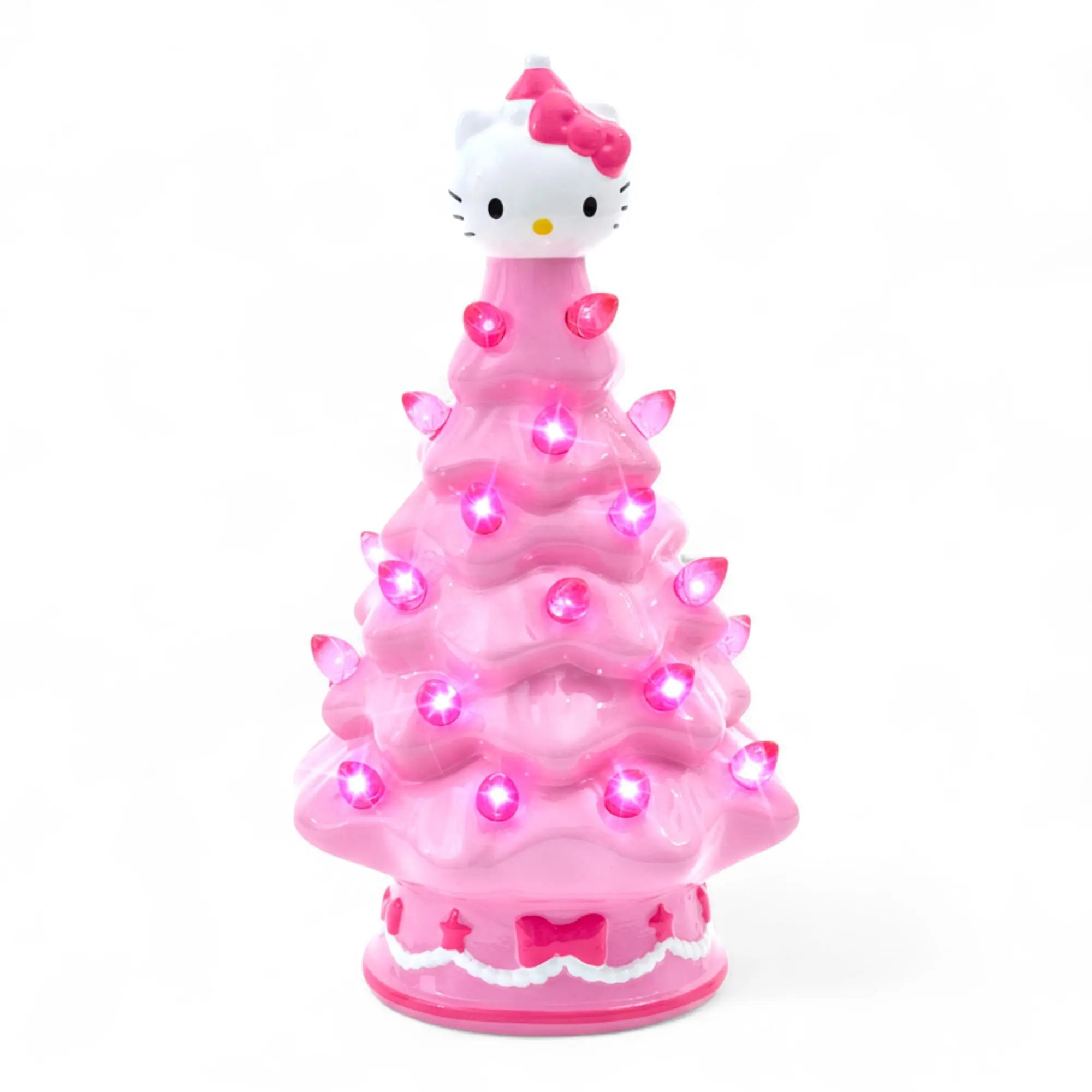 Sanrio Hello Kitty Pink Light-Up Ceramic Christmas Tree | 6 Inches Tall