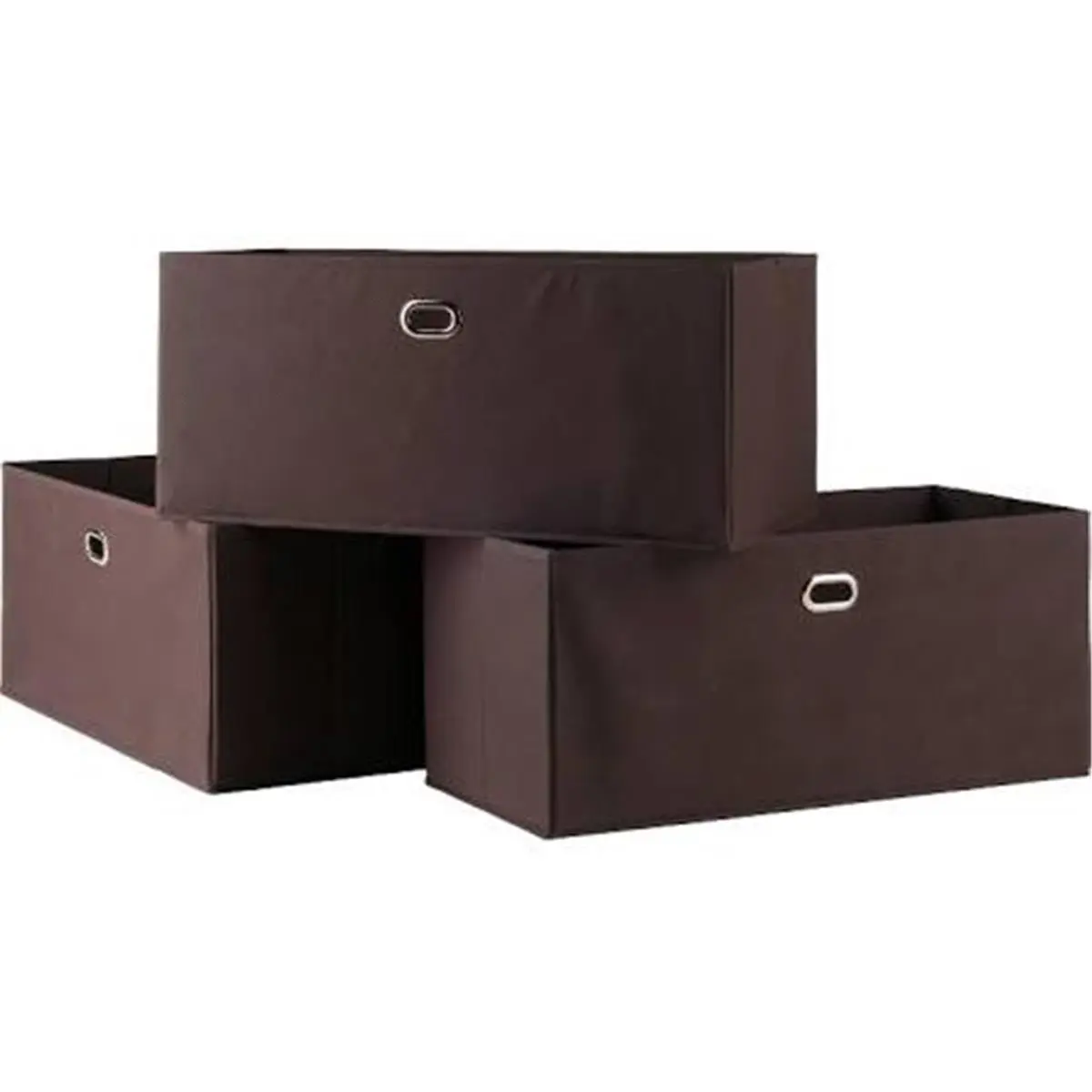 212 MAIN 3-Piece Torino Folding Fabric Storage Baskets Set - Chocolate, Bathroom Organizer, Organizer Storage, Easy and Secure Carrying for Home Shelf, Laundry Room