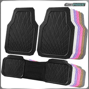 CAR PASS Heavy Duty Rubber Car Floor Mats, Waterproof Universal Trim-to-Fit Car Mats All Weather Floor Mats for SUV Truck Sedan, Premium Auto Floor Mats Full Set 3 Piece Anti-Slip