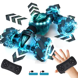 Tecnock 2 Controllers 2.4GHz Gesture Sensing Remote Control Stunt Car Toy with 360° Rotation, Light, and Regulator for Parent-Child Activities