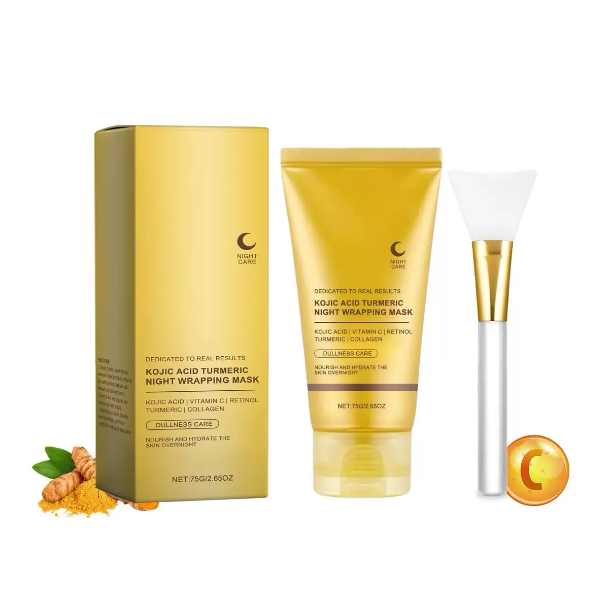 Collagen Turmeric Vitamin C Lightweight Sleeping Mask, Gentle Night Wrapping Peel-Off Bedtime Hydrating Facial Mask for Soft Supple Skin