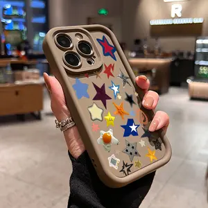 Phone case for iPhone 16 Pro Max 15 Plus 14 13 12 11 XR XS Colored stars Shockproof Silicone TPU Bumper Drop Protection Soft Cover