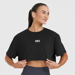 Oner American Style Cotton T-shirt for Women, Summer Crew Neck Loose Breathable Soft Casual Sports Trendy Top