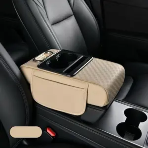 Universal Car Armrest Box Pad with Storage Bag, Multi-Functional Center Console Tissue Holder, Elbow Cushion for Enhanced Comfort