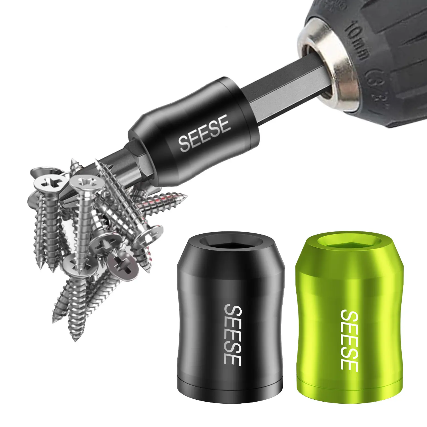 【FathersDayGift】SEESE Strong Magnetic Screw Ring: 1/4 Inch/ 6.35 mm Universal Magnetic Screw Holder - Removable Magnetic Screwdriver Drill Bit Holder for Hex Screwdriver and Power Bits fathersdaygift