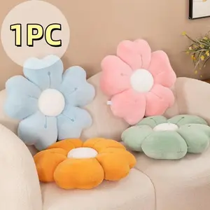 Floral Flower Petal Cushion Plush Pillow Seat Pad, Rabbit Fur Backrest Pillow Tatami Window Mat, Office or Home Use, Home Decorative Cushion, Perfect Gift