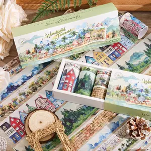 Vintage Wonderful Journey Landscape Pattern Washi Tape Set, 20 Rolls/box Decorative Washi Tape, DIY Decorative Tape for Scrapbooking, Crafts, Cups, Laptops, Planners, Notebooks, Crafts Kit