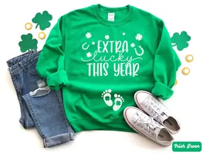 St Patricks Day Pregnancy Announcement Sweatshirt or Tshirt, St. Patrick's Day Baby Reveal Tee, Funny Pregnant Maternity Shirt, Lucky Mom To Be Gift