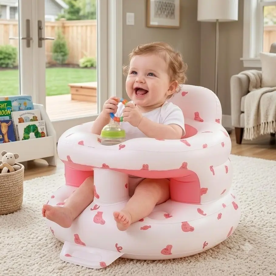 Inflatable Baby Seat for Babies 3-36 Months with Built-in Air Pump Ergonomic Design for Sitting & Learning BPA-Free PVC Material Non-Slip Base Stable Grip Perfect Gift