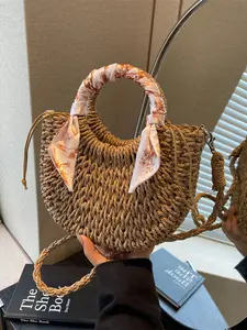 2026 New Straw Bag Women Handbag Fashion Casual Trendy Holiday Woven Bag Versatile Bohemian Straw Bag Single Shoulder Crossbody Basket Bag