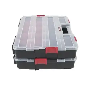 Hyper Tough Plastic Heavy-Duty Interlocking Organizer with Slide Lock 2-Pack