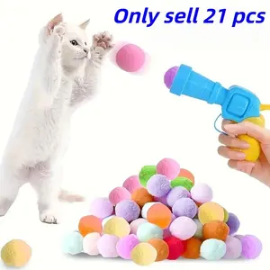 Interactive Cat Toy Launcher Set, Includes 1 Shooter & 20 Plush Balls, Indoor Exercise, Enhances Bonding, No Batteries Needed, Durable Design