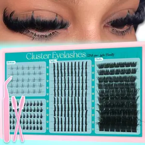 Fluffy Lash Clusters, Mixed Length, Extension Lash, Bottom&Spikes D Curl Structure for Lower Eyelashes, Reusable Bottom Lash Clusters, Volume Individual Lashes DIY Spiky Manga Lash Extensions, false eyelashes, Cosmetic, Volumized False Eyelashes