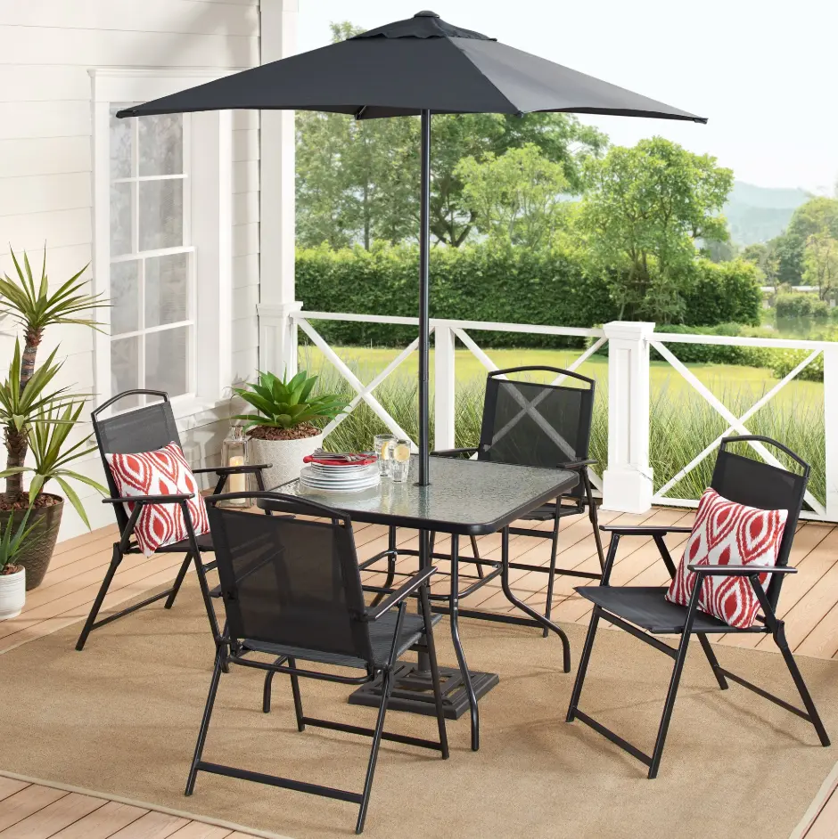 Mainstays Albany Lane 6-Piece Outdoor Patio Dining Set (Umbrella Base Sold Separately)