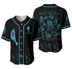 Personalized Ocean Animal Jesus Bible Verse Custom Baseball Jersey Shirt, Coastal Sea Life Shirt, Trendy Beachy Scripture Tee, Jesus Shirt