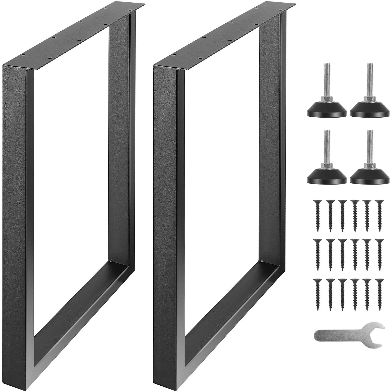 【Summerfinds】VEVOR 28 Inch Adjustable Furniture Legs Square Reinforced Steel Office Table legs Set of 2 for DIYMax Load 1000 lbs Heavy Duty Desk LegsQuick Instalation & Rich Accessories Legs Black