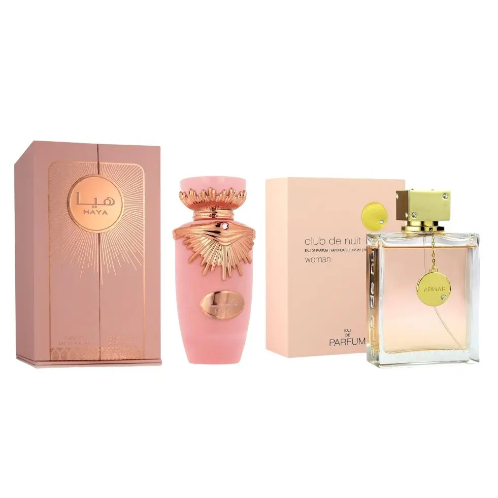 Oudlash Bundle | Lattafa Haya + Armaf Club De Nui Women | Women's Fragrance | 100 ML 3.4 OZ | Eau De Parfum | Pink champagne - Pink berries & Blood orange