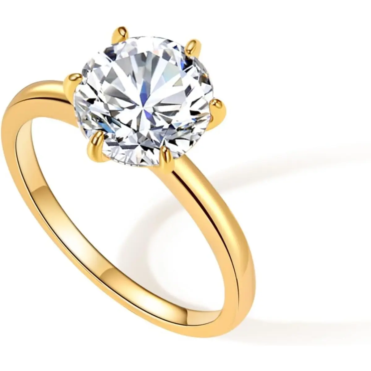 FISSEN Engagement Rings for Women 14K Gold Plated Round Cubic Zirconia Ring Dainty Gold Promise Ring Wedding Band Rings for Women Trendy Gold Jewelry gift