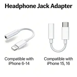 Lightning to 3.5mm Headphone Adapter, Type-C to 3.5mm Aux Audio Cable, Compatible with iPhone 16-7, iPad, Ipod, Earphone Converter