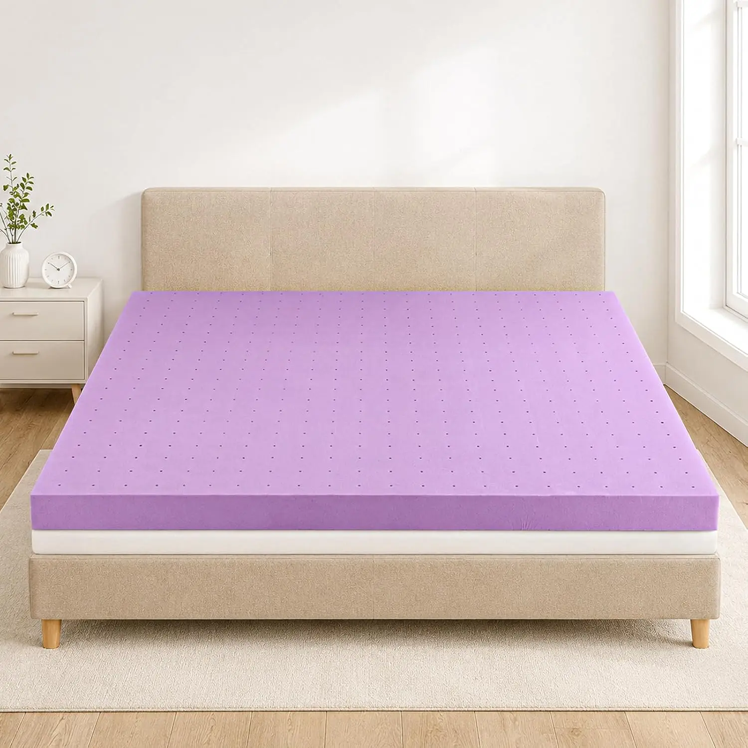 Cooling Gel Memory Foam Mattress Topper for Hot Sleepers, Breathable Pressure-Relieving Bed Topper with Vortex-Infused Cooling Technology