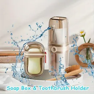 Travel Toothbrush Cup & Soap Box Set, Leak-Proof Portable Toiletry Container, Easy to Clean, Ideal for Travel and Home Use, Perfect for Outdoor Adventures
