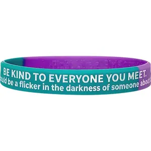 Be Kind to Everyone You Meet Silicone Wristband - Teal/Purple