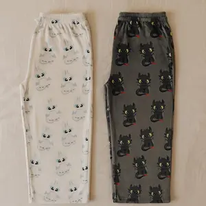 Dragon Black and White Couple Pajama Pants Couple Pajama Pants with Adorable Dragon Design