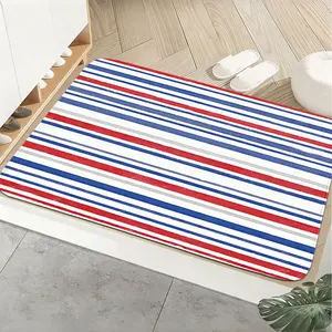 1pc Primary Lines Mat - Plush 100% Polyester Modern Entry Statement | Mondrian-Inspired Design Non-Slip Minimalist Gift | Gallery-Worthy Accent