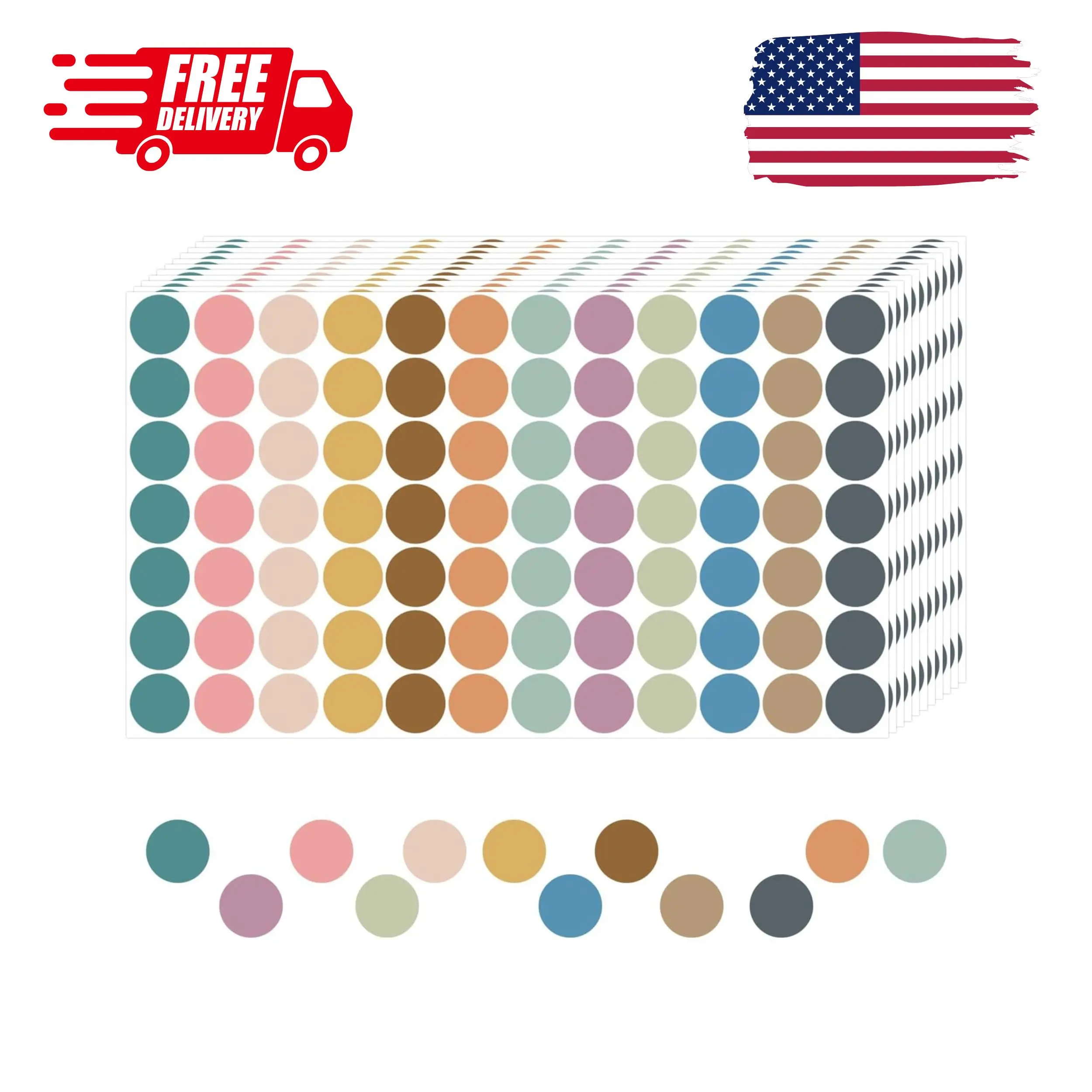 Boho 4200 PCS 0.75 Inch 12 Colors Round Colored Dot Stickers