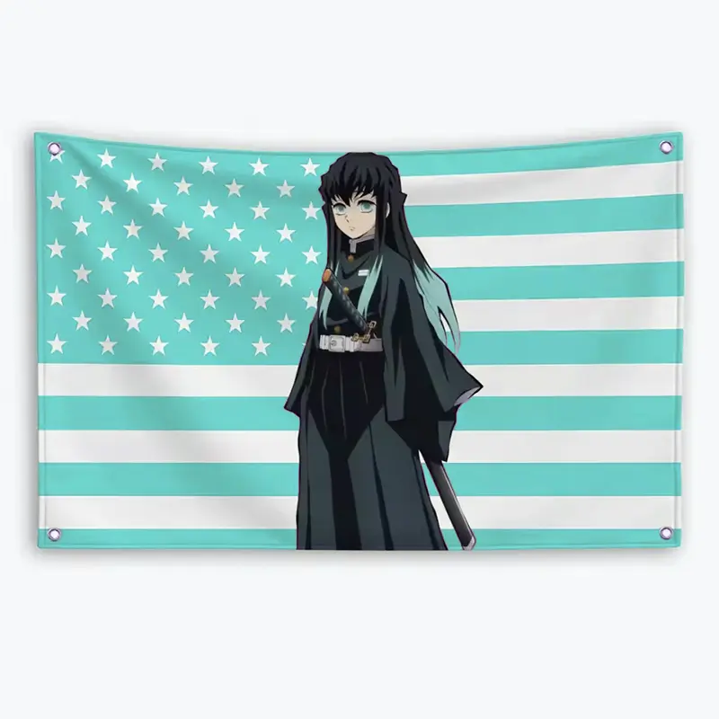 Lightweight Muichiro Tokito Demon Slayer American Independence Day Print Synthetic Polyester Wall Tapestry - Wall Banner, Home Decoration, Anime Otaku Fan Study Abroad Gift, Dorm Accessory, Living Room Wall Decor, Home Wall Hanging