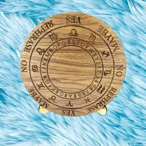 Wooden Pendulum Divination Board – Spiritual Altar Tool with Free Gemstones & Stickers Gift