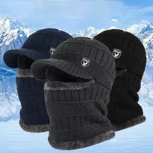 Winter men's hats outdoor cycling skiing cold and warm elderly hats windproof fleece thickened knitted hats