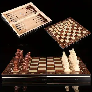 9.45in 3-in-1 Foldable Wooden Chess Set 🎮 - Halloween Christmas Multiplayer Tabletop Game, Standard Edition Board Game Toy, Black Friday Deal: Ideal Halloween Party Gift & Collector's Item 🎁