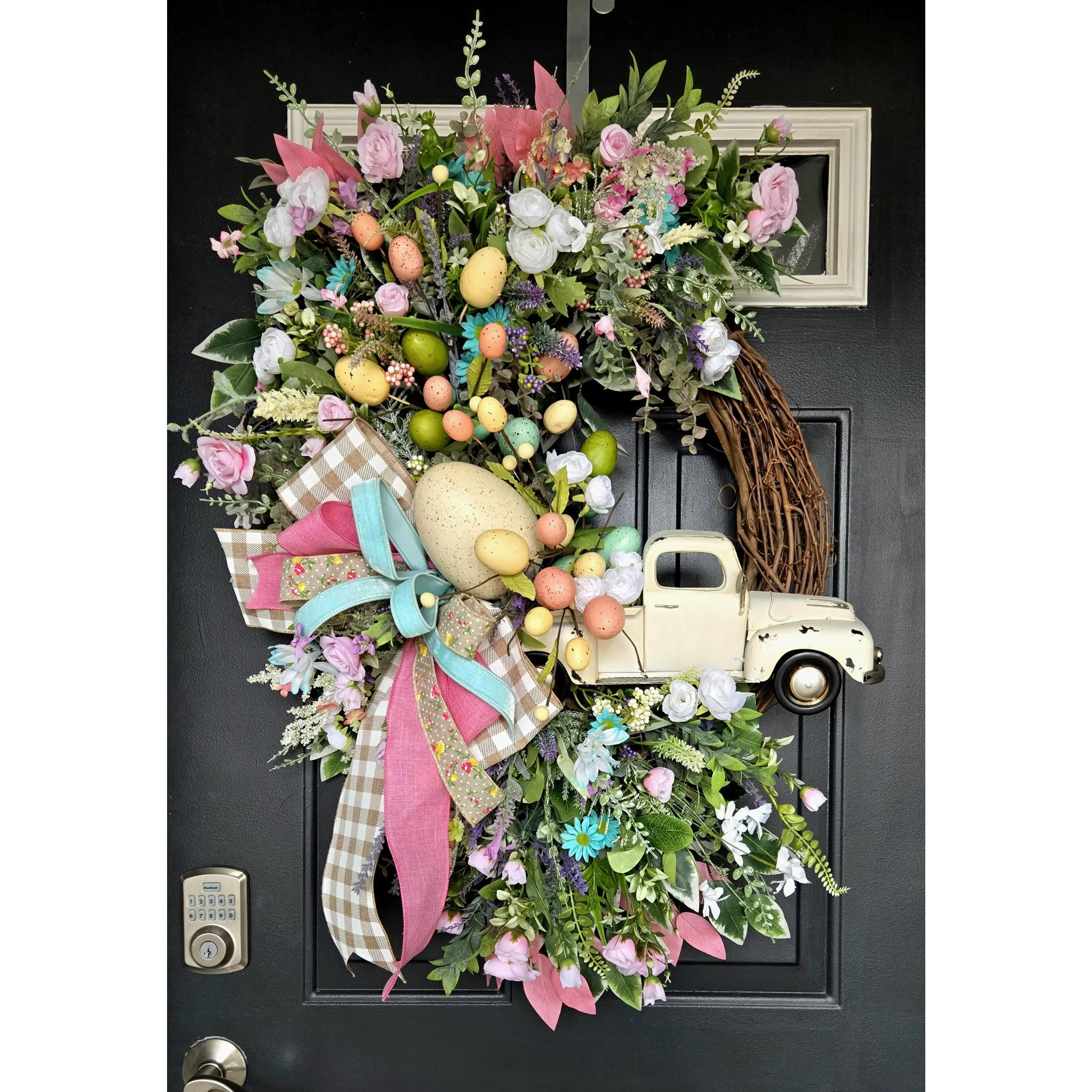 Spring Wreath - XL Vintage Truck & Easter Eggs