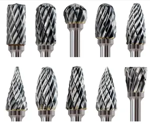 10-piece double-cut tungsten carbide rotary burr set, suitable for grinding, carving, shaping, porting, and polishing metal, wood, and stone. Sharp and durable, ideal for woodworking and DIY projects, suitable for Dremel and other rotary tools.
