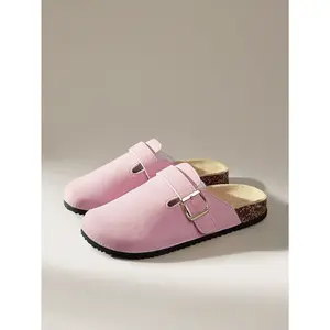 Women's Fashion Thick Sole Slippers, Square Buckle Design, Match Well With Female Shoes